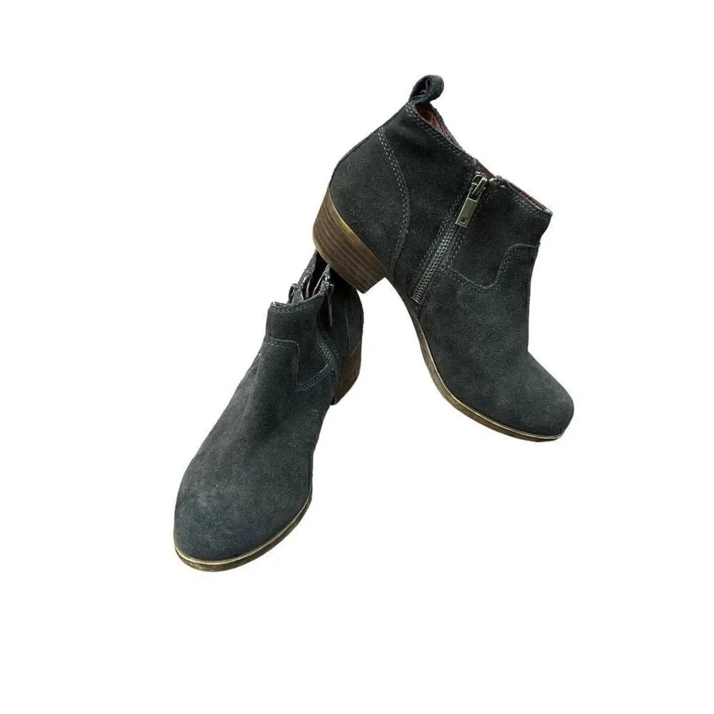 LUCKY BRAND BeTwixt Olive Green Suede Zip-up Bootie Size 6